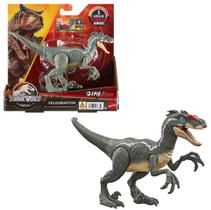 Boneco Articulado Dinossauro Jurassic World Velociraptor Ataque Épico 22Cm - Com Luz e Som - Epic Attack - Mattel