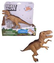 Boneco Articulado Dinossauro Tiranossauro Rex 25Cm Feras Selvagens Com Luz e Som - T-Rex - Beast Alive - Candide - 9919