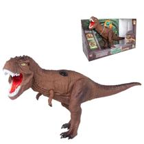 Boneco Articulado Dinossauro Tiranossauro Rex T-Rex Dinopark Hunters Com Som 32cm Brinquedo Vinil Atóxico Crianças +2A