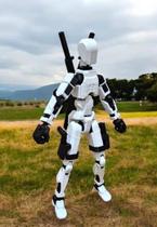 Boneco Articulado Dummy 13 para Artistas - Modelo 3D 14cm Branco Preto com Acessórios, Presente Criativo, DESMONTADO