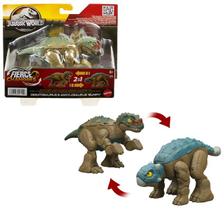 Boneco Articulado Jurassic World Dinossauro 2 em 1 Ceratossauro e Ankylossauro - Fierce Changers - Mattel - HVB18
