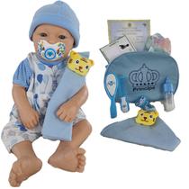 Boneco Bebê Mamãe Reborn Enxoval Completo Bolsa + Pelúcia