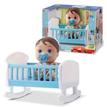 Boneco Bebê Menino Little Dolls com Bercinho e chupeta - Divertoys