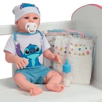 Boneco Bebê Reborn Articulado Siliconado Com Conjunto Stitch