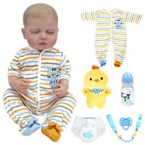 Boneco Bebê Reborn Brastoy Realista Silicone Conjunto de Roupa Chupeta Mamadeira e Pelúcia Pode Dar Banho