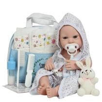 Boneco Bebê Reborn Luca Enxoval Completo Roupão Coelhinho