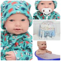 Boneco Bebê Reborn Lucca Pijama Fofinho + Kit Acessórios