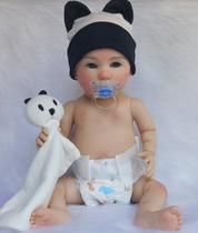 Boneco Bebe Reborn Menino Carequinha Brinquedo Criança Brasil Realista Vinil Corpo de Silicone