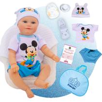 Boneco Bebê Reborn Menino Madie Mickey Com Kit Bolsa Maternidade Corpinho Em Silicone Pode Dar Banho Boneco Bebê Reborn Menino Madie Mickey Com Kit Bolsa Maternidade Corpinho Em Silicone Pode Dar Banho