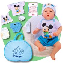 Boneco Bebê Reborn Menino Mary Realista Stitch Original Corpinho Em Silicone Com Bolsa Maternidade