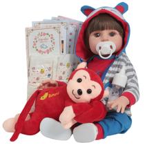 Boneco Bebê Reborn Menino Realista 46cm Conjunto Macaquinho Boneco Bebê Reborn Menino Realista 46cm Conjunto Macaquinho