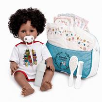 Boneco Bebê Reborn Negro Com Cabelo Cacheado Realista Fofo Boneco Bebê Reborn Negro Com Cabelo Cacheado Realista Fofo