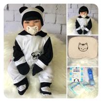 Boneco Bebê Reborn Real Menino Panda Itens Bolsa Maternidade