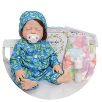 Boneco Bebê Reborn Realista Corpo Silicone Pijama Dino Boneco Bebê Reborn Realista Corpo Silicone Pijama Dino
