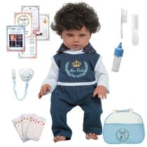 Boneco Bebê Reborn Recém Nascido Com Conjunto Azul Fofo