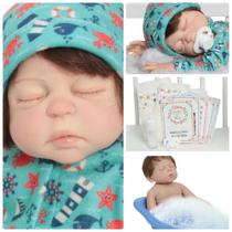 Boneco Bebê Reborn Recém Nascido Fio a Fio + Acessórios