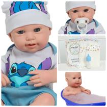 Boneco Bebê Reborn Siliconado Articulado C/ Conjunto Stitch Boneco Bebê Reborn Siliconado Articulado C/ Conjunto Stitch