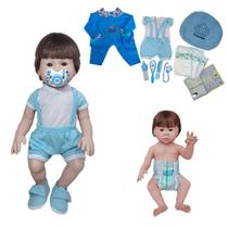 Boneco Bebê Reborn Silicone 2 trocas + 19 Itens azul escuro Boneco Bebê Reborn Silicone 2 trocas + 19 Itens azul escuro