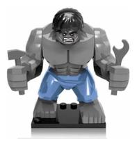 Boneco Big Blocos De Montar Hulk Cinza Marvel Clássico