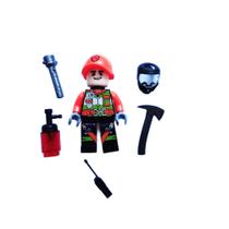 Boneco Block Heroes Bombeiros Missão Resgate Brinquedo Colecionável Infantil Polibrinq Presente
