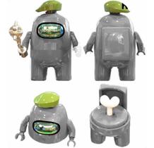 Boneco Blocos De Montar Among Of Us Skin Impostor Cinza