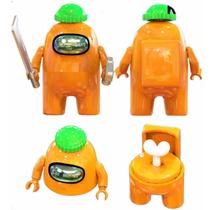 Boneco Blocos De Montar Among Of Us Skin Impostor Laranja