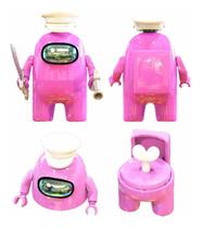 Boneco Blocos De Montar Among Of Us Skin Impostor Rosa