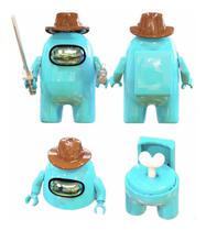 Boneco Blocos De Montar Among Of Us Skin Impostor Turquesa