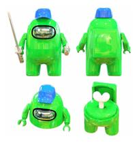 Boneco Blocos De Montar Among Of Us Skin Impostor Verde