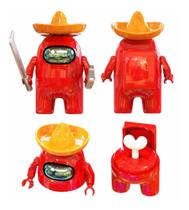 Boneco Blocos De Montar Among Of Us Skin Impostor Vermelho