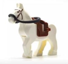 Boneco Blocos De Montar Cavalo Branco Exército Soldado