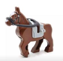 Boneco Blocos De Montar Cavalo Marrom Exército Soldado - Mega Block Toys