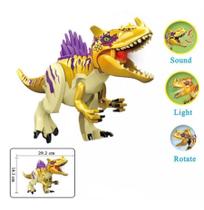 Boneco Blocos De Montar Dinossauro Yellow Som Luz Exclusivo