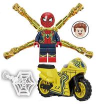 Boneco Blocos De Montar Homem Aranha Teia Gold Motorcycle