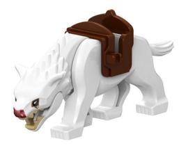 Boneco Blocos De Montar Lobo Branco Medieval Soldado