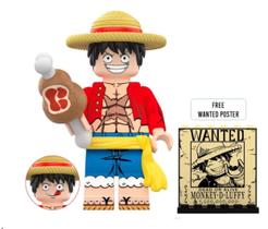 Boneco Blocos De Montar Luffy One Piece Modelo Hat