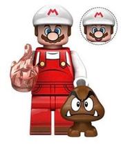 Boneco Blocos De Montar Mario Bros Chapéu Branco