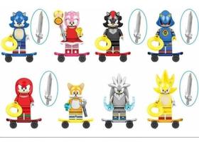 Boneco Blocos De Montar Sonic Tails Knuckles Silver Shadow