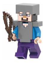 Boneco Blocos De Montar Steve Armadura De Ferro Minecraft - Mega Block Toys