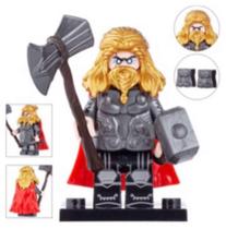 Boneco Blocos De Montar Thor Cabelo Cromado Edição Especial