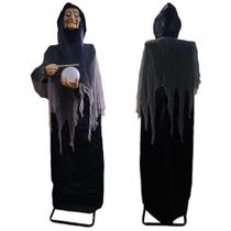 Boneco Bruxa Vidente Decoração Halloween com Som e Movimento Boneco Bruxa Vidente Decoração Halloween com Som e Movimento