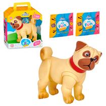Boneco Cachorro Pug Em Vinil My Fun Pet House Com Casinha E 2 Acessórios Surpresa