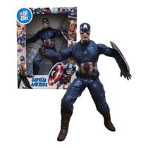 Boneco Capitão América Gigante 45cm c/ Escudo Articulado Infantil Revolution Mimo Toys - 0514