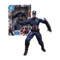 Boneco Capitão América Gigante com Som 45cm Articulado Mimo Toys - 0592 Boneco Capitão América Gigante com Som 45cm Articulado Mimo Toys - 0592