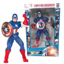 Boneco Capitão América Marvel 10 Falas 50cm Super Herói Vingadores Action Figure Mimo Toys - 0582