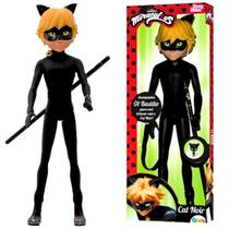 Boneco Cat Noir Com Bastão Original Infantil Miraculos Desenho Ladybug Brinquedos Novabrink