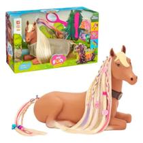 Boneco Cavalo 30cm Pentear Com Apliques Acessórios Brinquedo