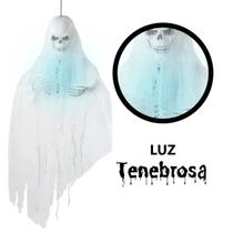 Boneco Caveira com Som e Luz Esqueleto Fantasma Decoração Halloween
