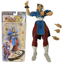 Boneco Chun Li Azul 18cm articulado Street Fighter figure