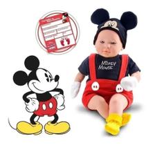 Boneco Classic Dolls Recém Nascido Mickey Mouse - 48cm com Acessórios Roma Brinquedos